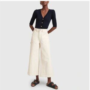 G. Label by Goop Juan Paul Workwear Culottes Pants in Natural Size 30. Wide Leg.